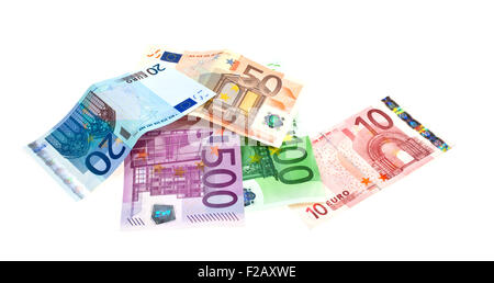 Euro-Scheine auf weißem Hintergrund Stockfoto