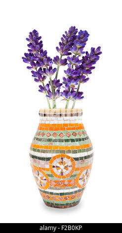 Lavendel Vase isoliert auf weiss Stockfoto