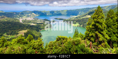 See von Sete Cidades vom Vista Rei Aussichtspunkt in Sao Miguel, Azoren Stockfoto