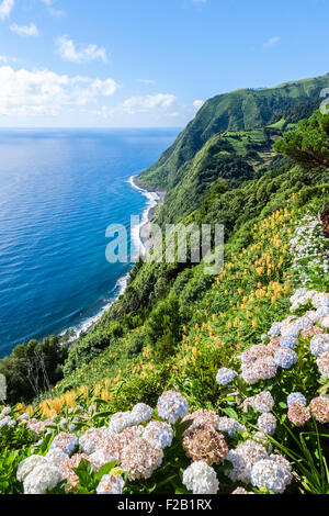 Aussichtspunkt Ponta da Sossego in Sao Miguel, Azoren-Insel Stockfoto