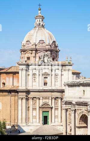 Die Kirche Santi Luca e Martina Via della Curia am Rand des Forum romanum Rom Italien Roma Lazio Italien EU Europa Stockfoto