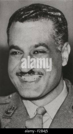 Gamal Abdel Nasser, Präsident von Ägypten im Jahre 1956. Nasser befürwortete Pan-arabischen Einheit und der Vereinigten Arabischen Republik Syrien im Jahre 1958 gegründet. -(BSLOC 2015 1 41) Stockfoto