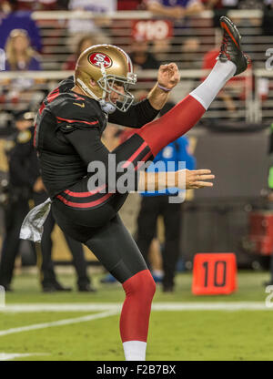 14. September 2015: San Francisco 49ers Punter Bradley Pinion (5) auf Montag, 14. September 2015, Levis-Stadion in Santa Clara, Kalifornien. Die 49ers besiegte die Wikinger 20-3. Al Golub/CSM Stockfoto