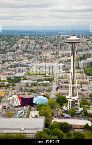 Seattle WA Skyline Luftbild Stockfoto