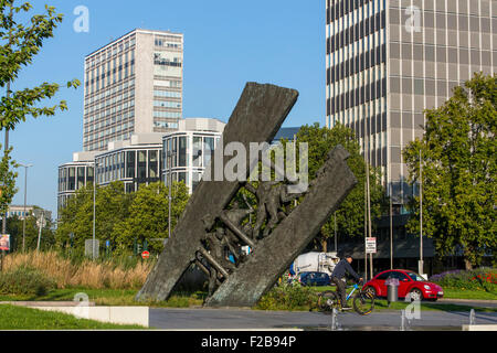 Denkmal "Steile Lagerung", erinnert die Kohle Bergbaugeschichte der Stadt Essen, im Ruhrgebiet, Stockfoto