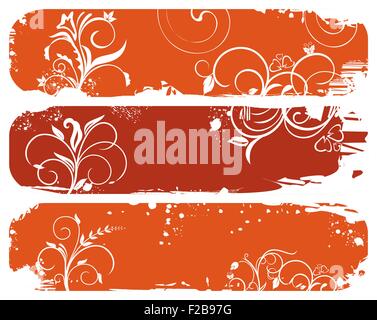 Satz von horizontalen Blumen Herbst Banner Stock Vektor