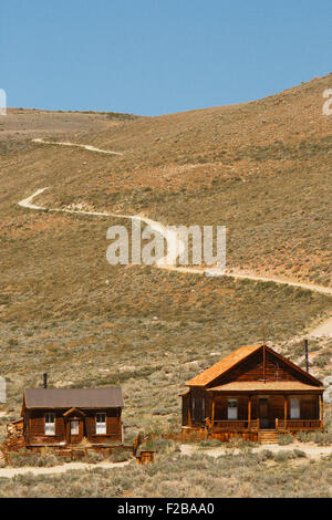 Malerische Aussicht von Altbauten in Bodie State Historic Park, Kalifornien, Vereinigte Staaten von Amerika Stockfoto