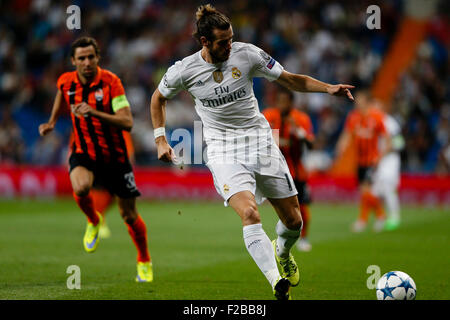 Madrid, Spanien. 15. Sep, 2015. Real Madrids Gareth Bale während des Champions-League-Spiels zwischen Real Madrid und Shajtar Donezk im Santiago Bernabeu Stadion in Madrid, Spanien, 15. September 2015. Bildnachweis: Aktion Plus Sport/Alamy Live-Nachrichten Stockfoto