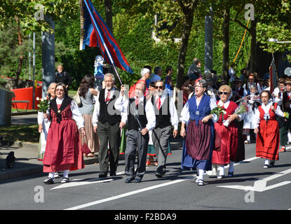 Zürich - 1. AUGUST: Traditionelle Parade in Zürich am Schweizer Nationalfeiertag, 1. August 2013 in Zürich Stockfoto