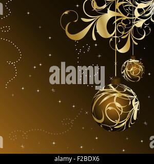 Floral Weihnachtskarte mit gold-ball Stock Vektor