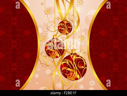 Weihnachten Hintergrund mit Set Kugeln Stock Vektor