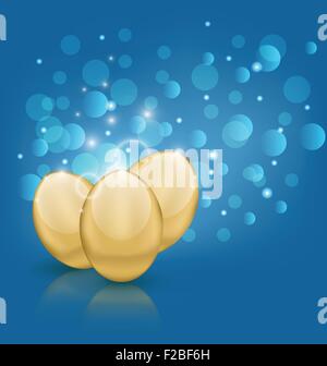 Osterkarte mit goldenen Eiern Stock Vektor
