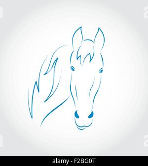 Handgezeichnete Kopf Pferd isoliert auf weißem Hintergrund Stock Vektor