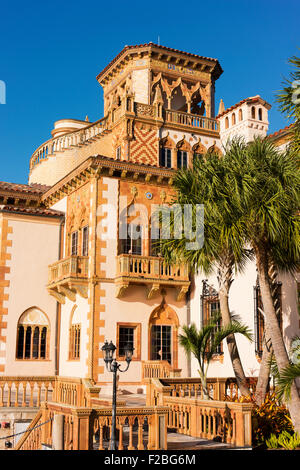 Ca d'Zan, d. h. Haus des Johannes ist das Herrenhaus, erbaut von John und Mable Ringling in Sarasota, Florida. Stockfoto