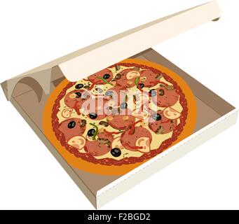 Realistische Darstellung Pizza in box Stock Vektor