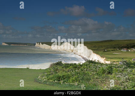 Blick auf die sieben Schwestern Klippen von Birling Gap, South Downs National Park, East Sussex, England, Uk, Gb Stockfoto