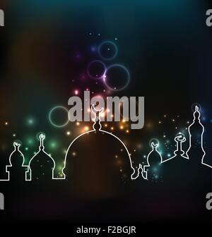 Niedliche leuchtenden Hintergrund mit Moschee Stock Vektor