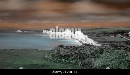 Blick auf die sieben Schwestern Klippen von Birling Gap, South Downs National Park, East Sussex, England, Uk, Gb Stockfoto