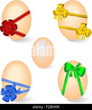 Realistische Darstellung des Satzes von Ostereier mit Bögen Stock Vektor