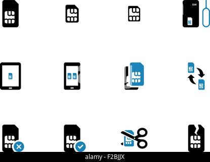 Mobilfunk-Karten Duotone Symbole auf weißem Hintergrund. Stock Vektor