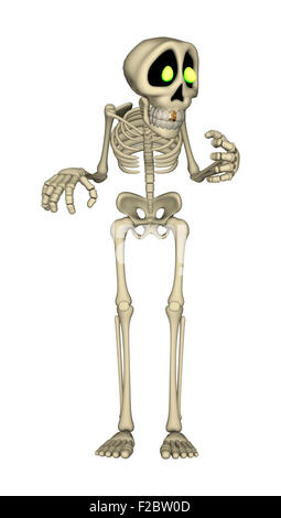 Digitale 3D Rendern eines Cartoon menschlichen Skeletts isoliert auf weißem Hintergrund Stockfoto