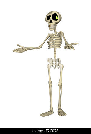 Digitale 3D Rendern eines Cartoon menschlichen Skeletts isoliert auf weißem Hintergrund Stockfoto