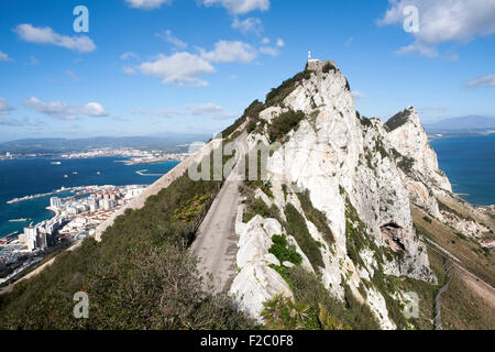 Reine weiße Stein Berg den Felsen von Gibraltar, Britisches Territorium im Süden Europas Stockfoto