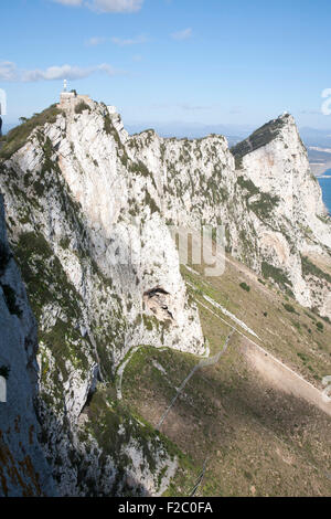 Reine weiße Stein Berg den Felsen von Gibraltar, Britisches Territorium im Süden Europas Stockfoto