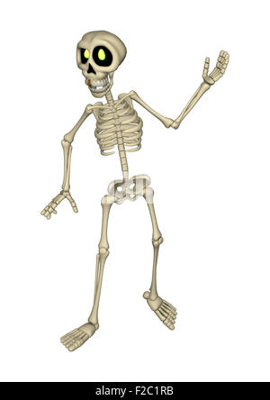 Digitale 3D Rendern eines Cartoon menschlichen Skeletts isoliert auf weißem Hintergrund Stockfoto