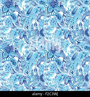 Ethnische indische Henna östlichen Textil-Design-Hintergrund in frischen Farben indigo Stock Vektor