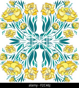 Ornament mit Frühlingsblumen gelbe Pfingstrose isoliert auf weißem Hintergrund für Feier Karten und Einladung designs Stock Vektor