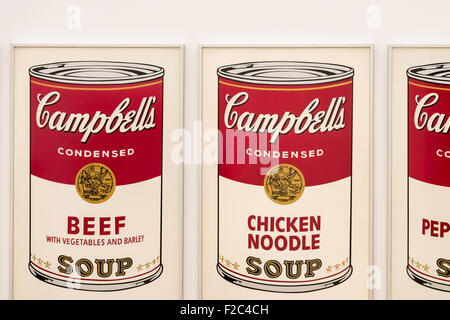 Wien, Österreich - 6. August 2015: Campbell Suppe kann ist ein 1968-Siebdruck-Gemälde von amerikanischen pop-Künstler Andy Warhol. Stockfoto