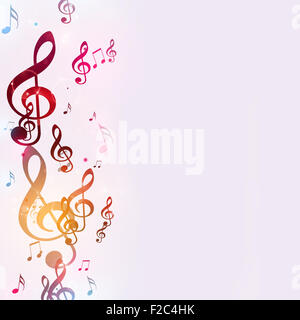 abstrakte hellen Hintergrund mit mehrfarbigen Musiknoten Stockfoto