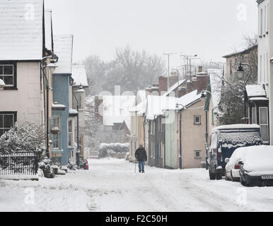 Presteigne, Powys, Mitte Wales, UK. Die Stadt mitten im winter Stockfoto