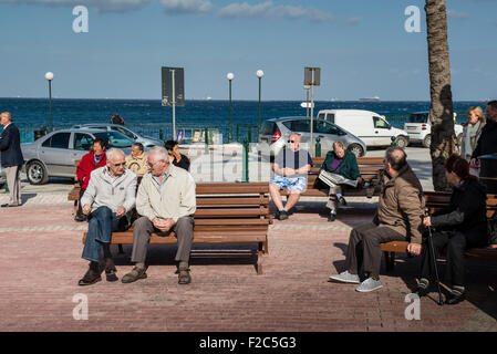 Bugibba, Malta Nordregion des Malta.In der Winter eine ruhige touristisches Gebiet mit überwiegend älteren überwinternde englischen Touristen. Stockfoto