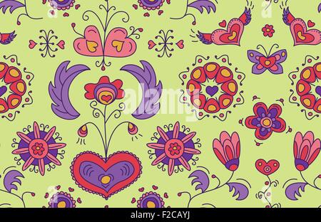 Herz Blume nahtlose Muster Stock Vektor