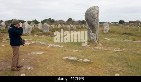 Carnac in Nordfrankreich, neolithische Steinbau 10000 Steine in der Bretagne Stockfoto