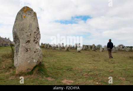 Carnac in Nordfrankreich, neolithische Steinbau 10000 Steine in der Bretagne Stockfoto