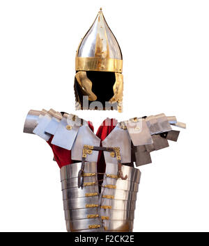 Foto von einem alten Ritter Rüstung isolierten auf weißen Hintergrund Stockfoto