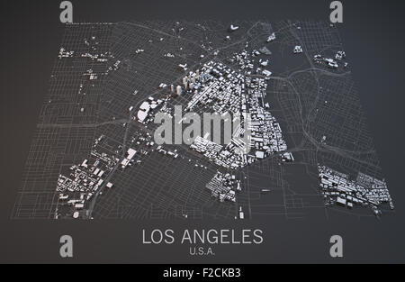 Satellitenansicht von Los Angeles Karte, Vereinigte Staaten von Amerika, Usa, 3d Stockfoto