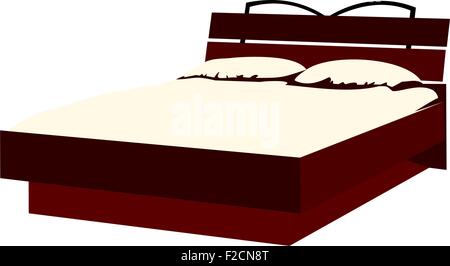 Abbildung des Bettes isoliert auf weißem Hintergrund Stock Vektor