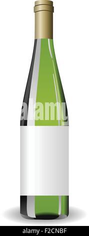 Abbildung weiße Weinflasche mit Etikett Stock Vektor