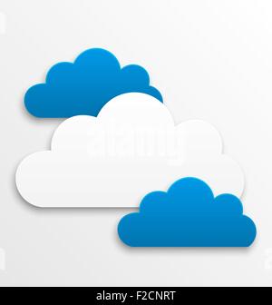 Set Papier Wolken isoliert auf weißem Hintergrund Stock Vektor