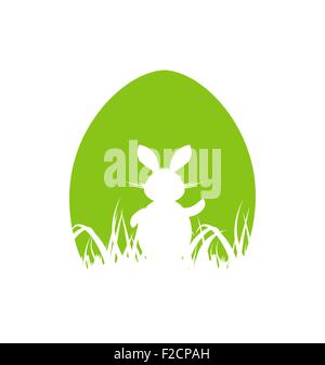 Cartoon Ostern Plakat mit Kaninchen und grass Stock Vektor