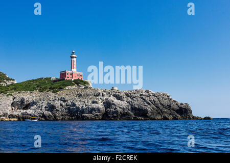 Leuchtturm am Punta Carena, Insel Capri, Provinz von Neapel, Kampanien, Italien Stockfoto