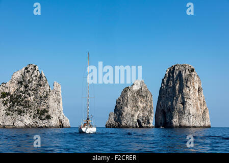 Faraglioni Felsen, Insel Capri, Provinz von Neapel, Kampanien, Italien Stockfoto