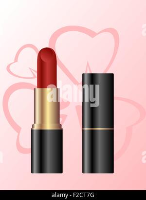 Lippenstift auf einem rosa Hintergrund isoliert Stock Vektor