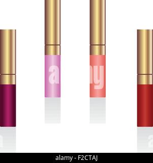 Realistische Darstellung von Lippenstiften sind isoliert auf weißem backgr Stock Vektor