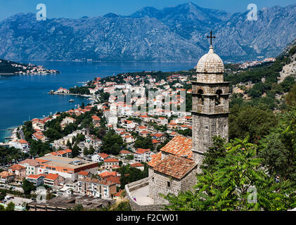 Panoramablick von Kotor und Bucht, Montenegro Stockfoto