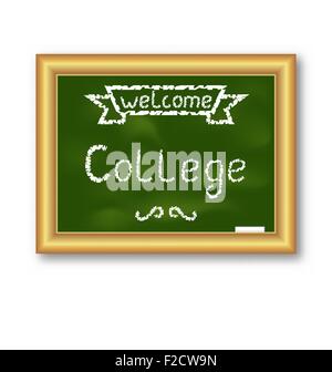 Schultafel mit Text auf weißem Hintergrund Stock Vektor